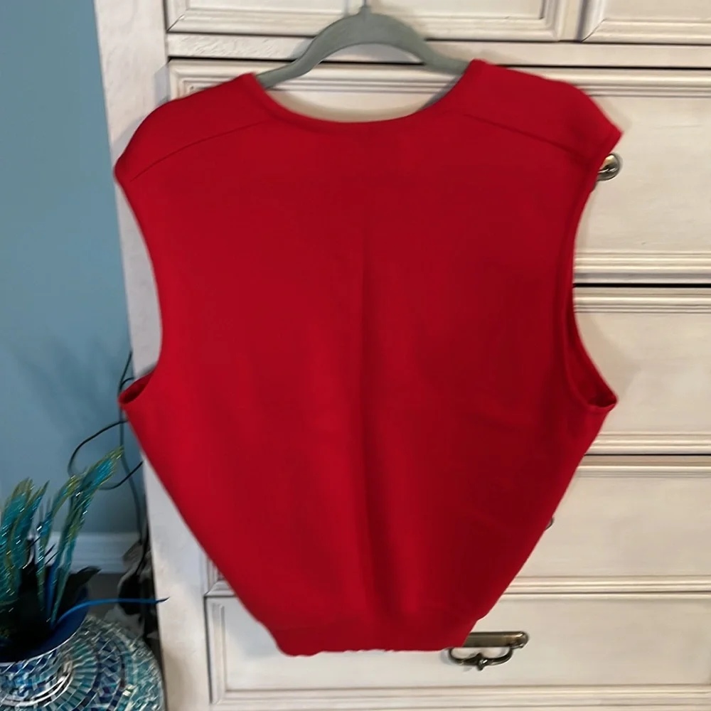 Vtg St. Croix Sweater Vest Mens red V Neck Casual Golf Made In USA